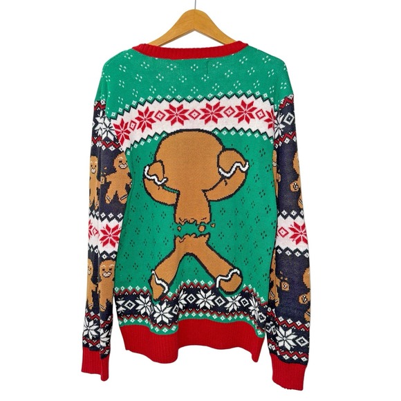 Ugly Christmas Sweater Unisex "M" NWT Gingerbread Man "Oh‎ Snap" Broke in Half - Picture 6 of 9